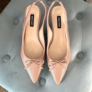 Nine West Kitten Heel Slingback in nude. Never worn!